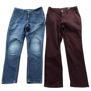 2 Womens Jeans Size 8P Classic Fit Straight Leg Lee Casual High Rise